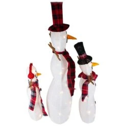 Northlight Lighted Tinsel Christmas Snowmen Family Set Of 3 -Northlight Paradise 332018093 AlternateImage3 l