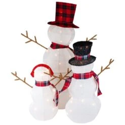 Northlight Lighted Tinsel Christmas Snowmen Family Set Of 3 -Northlight Paradise 332018093 AlternateImage4 l
