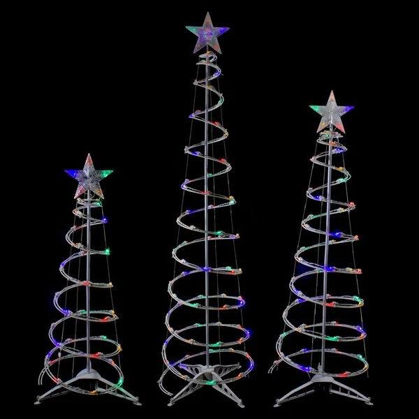 Northlight Set Of 3 Outdoor Spiral Christmas Trees With Multicolour LED Lights- 3-ft - 4-ft - 6-ft 6 Northlight Set Of 3 Outdoor Spiral Christmas Trees With Multicolour LED Lights- 3-ft - 4-ft - 6-ft - Image 4