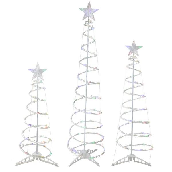 Northlight Set Of 3 Outdoor Spiral Christmas Trees With Multicolour LED Lights- 3-ft - 4-ft - 6-ft 4 Northlight Set Of 3 Outdoor Spiral Christmas Trees With Multicolour LED Lights- 3-ft - 4-ft - 6-ft - Image 2