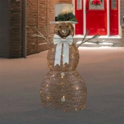 Northlight 4-ft LED Lighted Rustic Rattan Christmas Snowman -Northlight Paradise 332018100 AlternateImage1 l