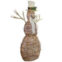 Northlight 4-ft LED Lighted Rustic Rattan Christmas Snowman -Northlight Paradise 332018100 AlternateImage2 l