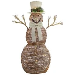 Northlight 4-ft LED Lighted Rustic Rattan Christmas Snowman -Northlight Paradise 332018100 MainImage 001 l