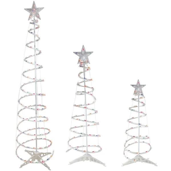 Northlight Set Of 3 Lighted Multicolour Spiral Christmas Cone Trees - 3-ft, 4-ft And 6-ft 5 Northlight Set Of 3 Lighted Multicolour Spiral Christmas Cone Trees - 3-ft, 4-ft And 6-ft - Image 3