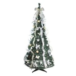 Northlight 6-ft Pre-Lit Silver And Gold Pre-Decorated Pop-Up Artificial Christmas Tree - Clear Lights -Northlight Paradise 332019091 MainImage 001 l