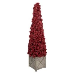 Northlight Paradise 23 Allstate 50-in Red Berry Cone Potted Christmas Topiary