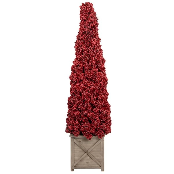 Allstate 50-in Red Berry Cone Potted Christmas Topiary 6 Allstate 50-in Red Berry Cone Potted Christmas Topiary - Image 4