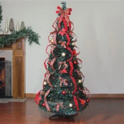 Northlight 6-ft Pre-Lit Red Plaid Pre-Decorated Pop-Up Artificial Christmas Tree - Multicolour Lights -Northlight Paradise 332019096 AlternateImage1 l