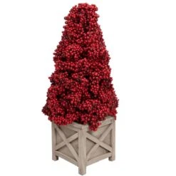 Allstate 24-in Red Berry Cone Potted Christmas Topiary -Northlight Paradise 332019099 AlternateImage2 l