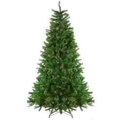 Northlight 7.5-ft Pre-lit Leg Base Slim Rightside-up Green Artificial Christmas Tree With White Clear Incandescent Lights