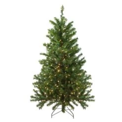 Northlight 4-ft Pre-lit Leg Base Canadian Pine Full Rightside-up Artificial Christmas Tree With White Clear Incandescent Lights