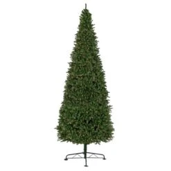 Northlight 15-ft Pre-lit Leg Base Slim Rightside-up Green Artificial Christmas Tree With White Clear Incandescent Lights