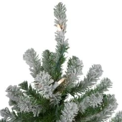 Northlight Pre-lit Leg Base Alpine Slim Flocked Green Artificial Christmas Tree With White Clear Incandescent Lights - Set Of 3 -Northlight Paradise 332019182 AlternateImage2 l