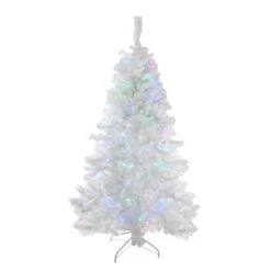 Northlight 6.5-ft Pre-lit Leg Base Pine Full Rightside-up White Artificial Christmas Tree With Multicolour LED Lights
