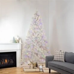 Northlight 6.5-ft Pre-lit Leg Base White Spruce Full Rightside-up White Artificial Christmas Tree With Multicolour LED Lights -Northlight Paradise 332019191 AlternateImage2 l