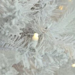 Northlight 7.5-ft Pre-lit Leg Base Slim Rightside-up Flocked White Artificial Christmas Tree With White Warm LED Lights