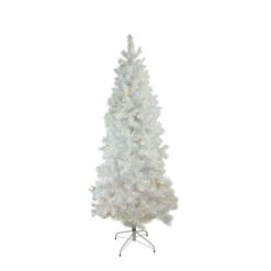 Northlight 7.5-ft Pre-lit Leg Base Slim Rightside-up Flocked White Artificial Christmas Tree With White Warm LED Lights -Northlight Paradise 332019196 MainImage 001 l