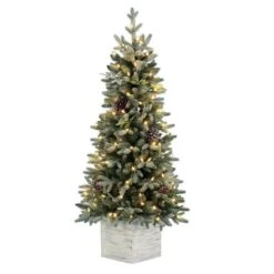 Holiday Living 4.5-ft Pre-Lit Artificial Harpersville Pine Potted Christmas Tree With 100 LED Lights -Northlight Paradise 43255044 L