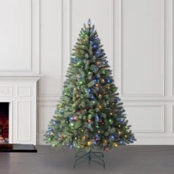 Holiday Living 6.5-ft Pre-Lit Artificial Fairmont Pine Christmas Tree With 250 Multicolour LED Lights -Northlight Paradise 43255067d L