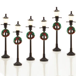 Street Lamp Posts For Christmas Village LED Black 6/Pack -Northlight Paradise 43265040b L