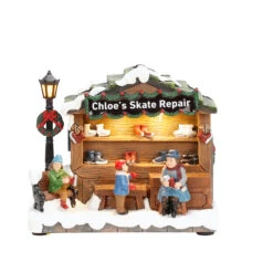 Carole Towne Chloe Skate Repair Shop Lighted LED For Christmas Village -Northlight Paradise 43265111b L