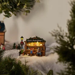 Carole Towne Chloe Skate Repair Shop Lighted LED For Christmas Village