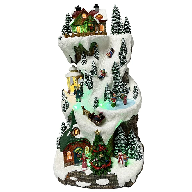 Carole Towne LED Musical Mountain Village Christmas Village Scene 8.9-in X 7.5-in X 15.55-in 4 Carole Towne LED Musical Mountain Village Christmas Village Scene 8.9-in X 7.5-in X 15.55-in - Image 2
