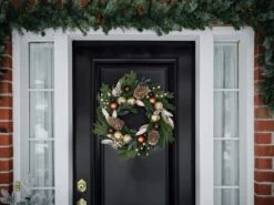 Holiday Living Christmas Artificial Wreath Copper And Gold 24-in