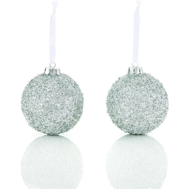 Holiday Living Nordic Elegance Silver Glass Christmas Balls - 2-Pack 4 Holiday Living Nordic Elegance Silver Glass Christmas Balls - 2-Pack - Image 2