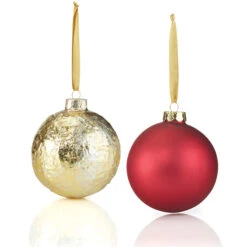 Holiday Living 2-Pack Red Ans Gold Glass Christmas Ball Ornament 10 Holiday Living 2-Pack Red Ans Gold Glass Christmas Ball Ornament -Northlight Paradise 43285168 L