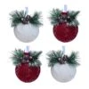 Holiday Living Set Of 4 Christmas Knitted Ornaments White And Red