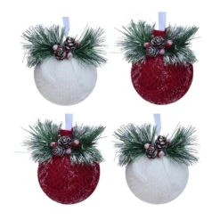 Holiday Living Set Of 4 Christmas Knitted Ornaments White And Red
