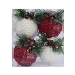Holiday Living Set Of 4 Christmas Knitted Ornaments White And Red -Northlight Paradise 43285180c L