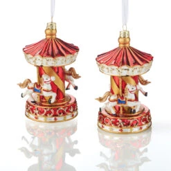 Holiday Living Set Of 2 Christmas Ornements Carousel Gold And Red 9 Holiday Living Set Of 2 Christmas Ornements Carousel Gold And Red -Northlight Paradise 43285181 L