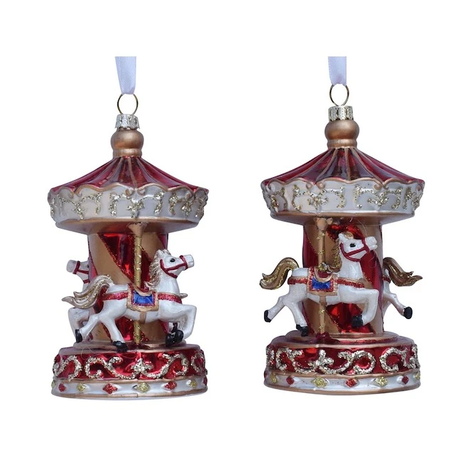 Holiday Living Set Of 2 Christmas Ornements Carousel Gold And Red 7 Holiday Living Set Of 2 Christmas Ornements Carousel Gold And Red - Image 5