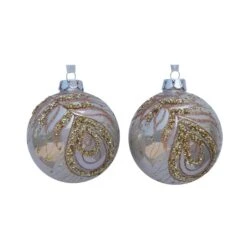 Holiday Living Set Of 2 Christmas Balls Glitter Pink And Gold -Northlight Paradise 43285186b L