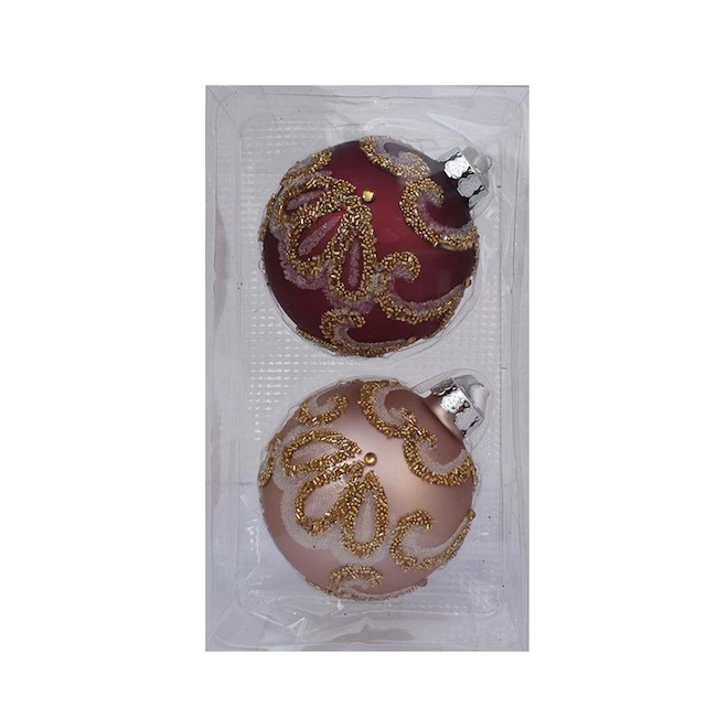Holiday Living Set Of 2 Christmas Ball Glass Pink And Red 3 Holiday Living Set Of 2 Christmas Ball Glass Pink And Red