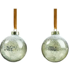 Holiday Living 90-mm White/Green Glass Christmas Ball Ornaments - 2/Pk 7 Holiday Living 90-mm White/Green Glass Christmas Ball Ornaments - 2/Pk -Northlight Paradise 43285197 L