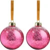 Holiday Living 90-mm Glass Red/White Christmas Ball Ornaments - 2/Pk -Northlight Paradise 43285198 L