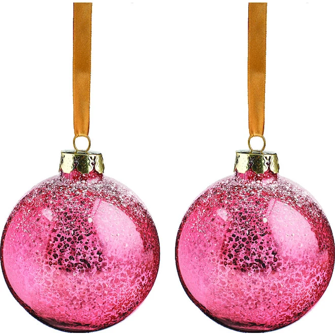 Holiday Living 90-mm Glass Red/White Christmas Ball Ornaments - 2/Pk 3 Holiday Living 90-mm Glass Red/White Christmas Ball Ornaments - 2/Pk