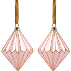 Holiday Living Nordic Trail 5-In Diamond Gold Galss Christmas Ball Ornaments - 2/Pk