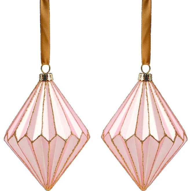 Holiday Living Nordic Trail 5-In Diamond Gold Galss Christmas Ball Ornaments - 2/Pk 3 Holiday Living Nordic Trail 5-In Diamond Gold Galss Christmas Ball Ornaments - 2/Pk