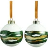 Holiday Living Nordic Trail 90-mm Glass Green/White Christmas Ball Ornaments - 2/Pk -Northlight Paradise 43285204 L