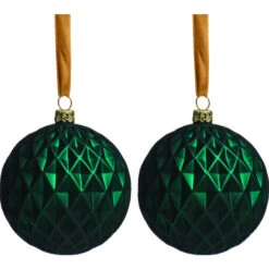 Holiday Living Nordic Trail 90-mm Green Diamond Pattern Glass Christmas Ball Ornaments - 2-Pk 9 Holiday Living Nordic Trail 90-mm Green Diamond Pattern Glass Christmas Ball Ornaments - 2-Pk -Northlight Paradise 43285205 L