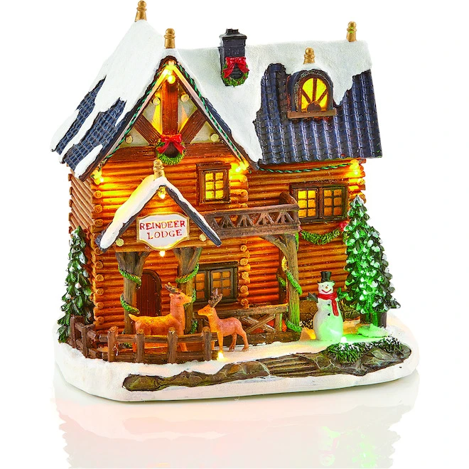 Carole Towne Lighted Musical Christmas Lodge With Reindeer Multicolour 6 Carole Towne Lighted Musical Christmas Lodge With Reindeer Multicolour - Image 4