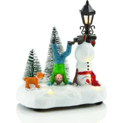 Carole Towne Lighted Kid And Snowman Scene For Christmas Village -Northlight Paradise 43325168 L