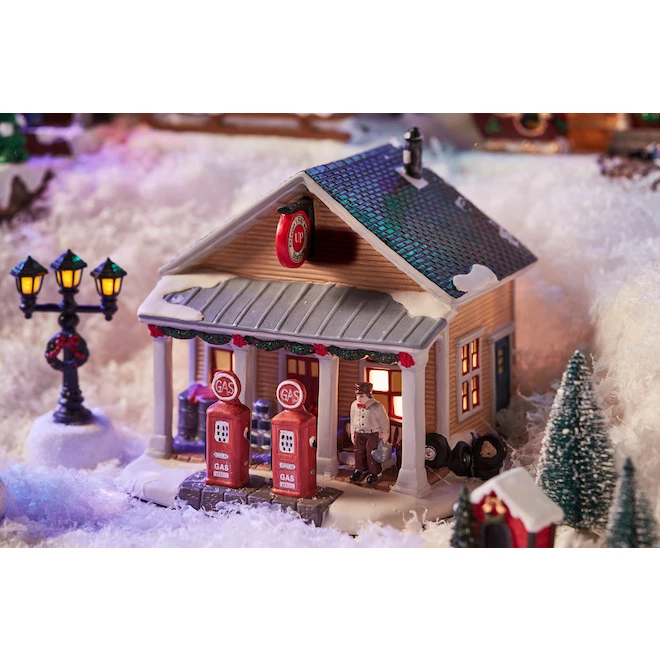 Carole Towne Lighted Gas Station For Christmas Village 6 Carole Towne Lighted Gas Station For Christmas Village - Image 4