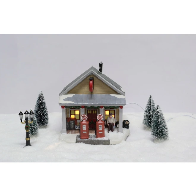 Carole Towne Lighted Gas Station For Christmas Village 4 Carole Towne Lighted Gas Station For Christmas Village - Image 2
