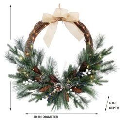 Holiday Living Christmas Wreath Pinecone LED 30-in -Northlight Paradise 43445239ca L