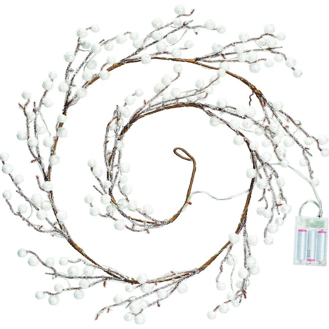 Holiday Living White Christmas Garland 60 LED With Berry 12.99-in 5 Holiday Living White Christmas Garland 60 LED With Berry 12.99-in - Image 3